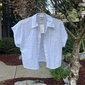 NWT 100% cotton eyelet button up shirt size XS